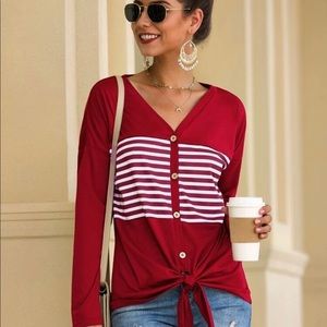 NWOT Striped Knot Hem Top